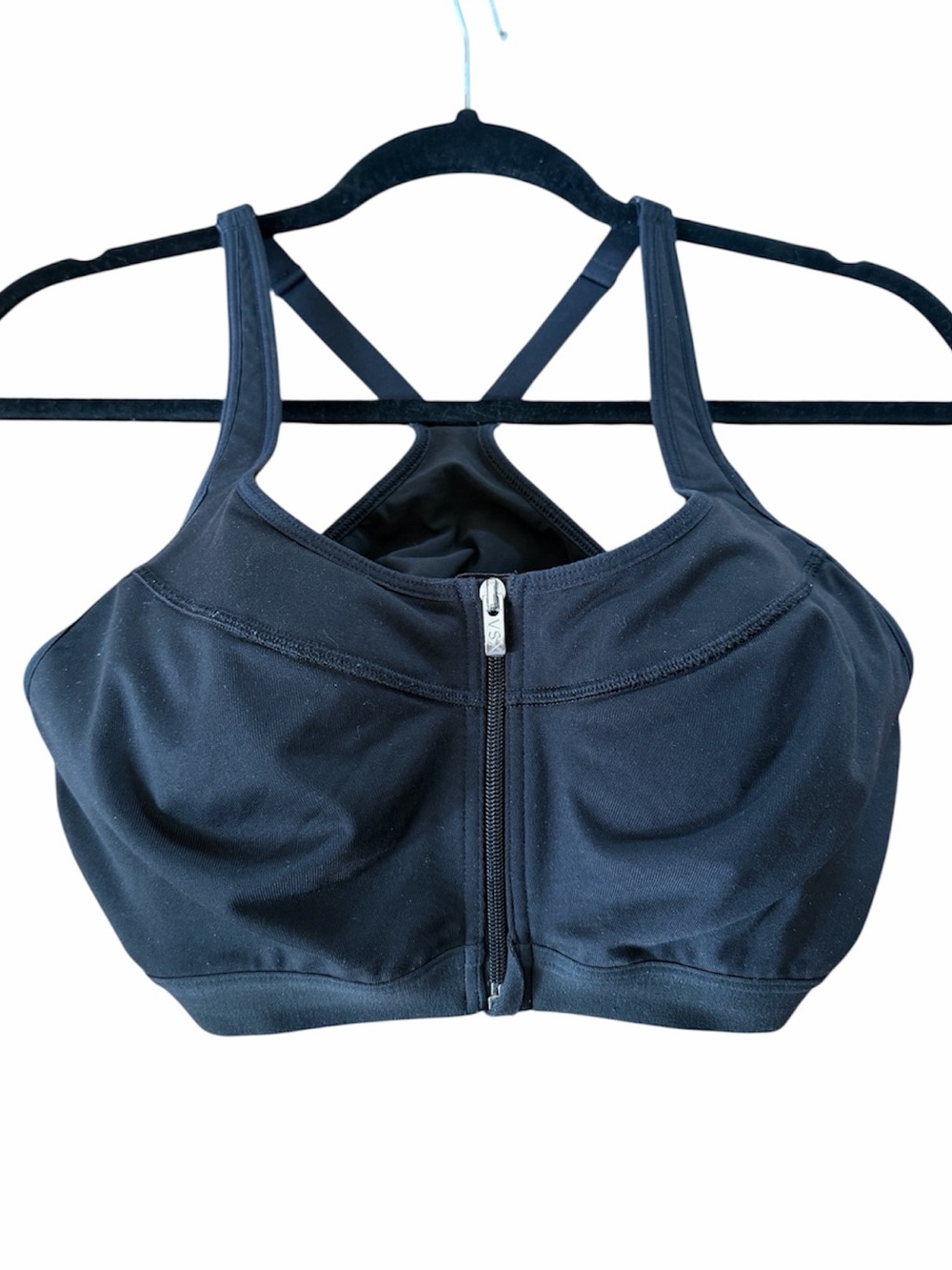 VSX Knockout Black Front-Zip Racerback Sports Bra Size 36C